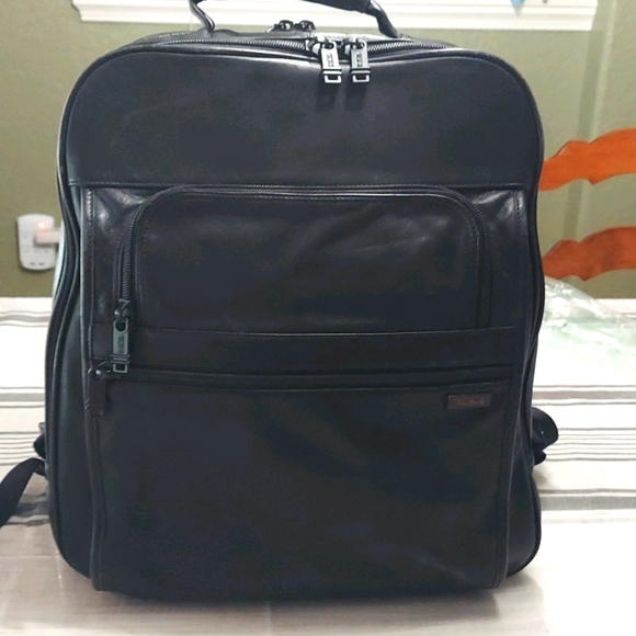Tumi Bags Tumi Leather Laptopbackpack Black Poshmark